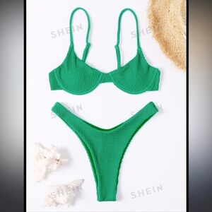 Shein Green Women's Swimwear cheekie Set bikini